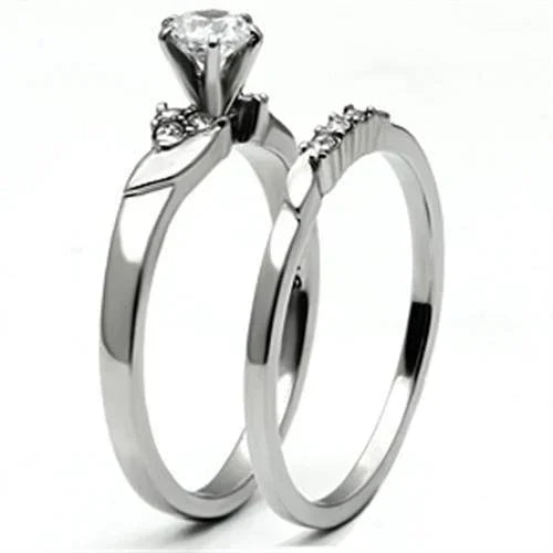 Silver Rings for Women Stainless Steel TK694 with AAA Grade Cubic Zirconia in Clear - Jewelry Store by Erik Rayo