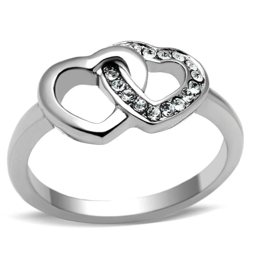 Silver Rings for Women Stainless Steel TK695 with Top Grade Crystal in Clear - Jewelry Store by Erik Rayo