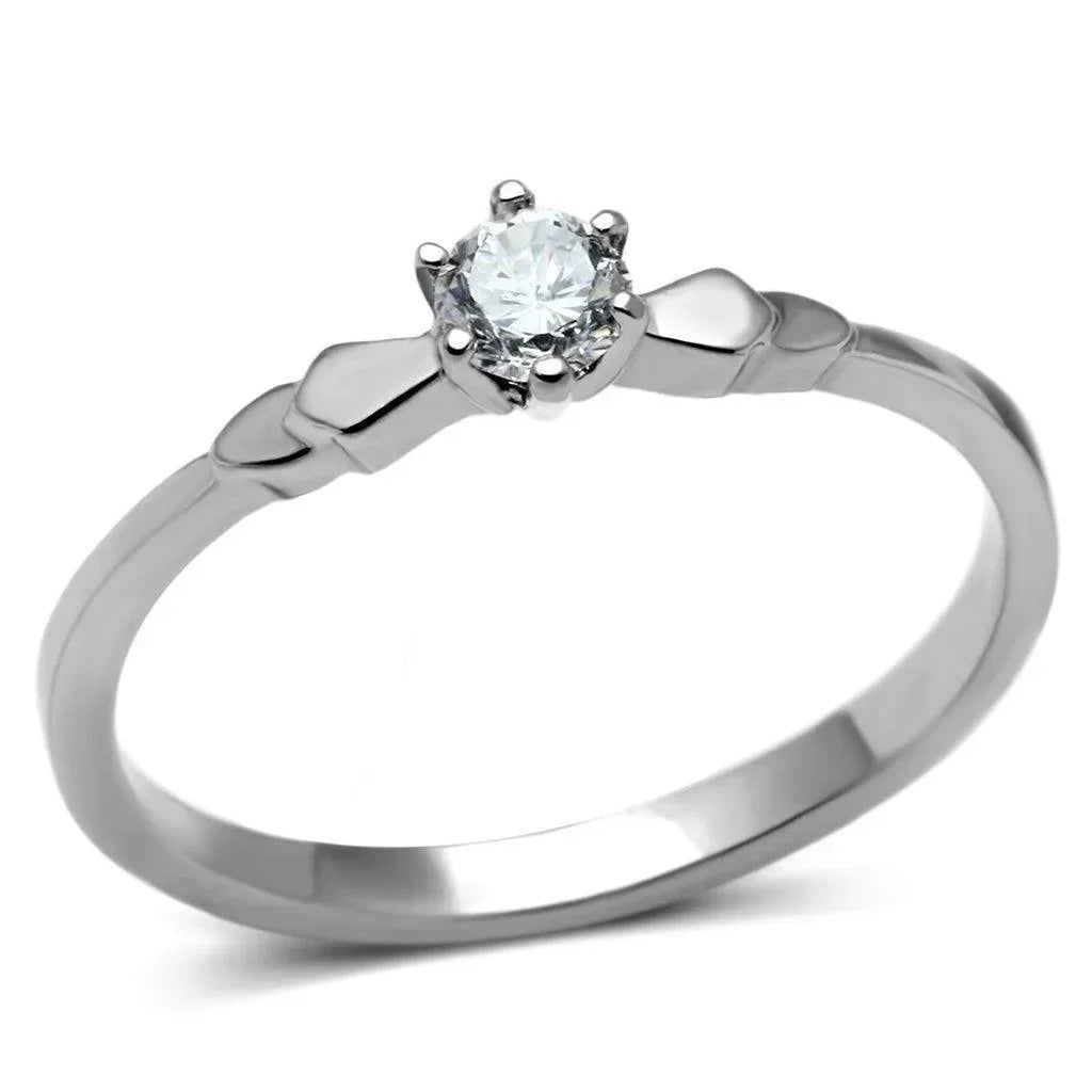 Silver Rings for Women Stainless Steel TK697 with AAA Grade Cubic Zirconia in Clear - Jewelry Store by Erik Rayo