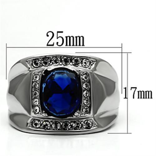 Rings for Men Silver Stainless Steel TK699 with Glass in Montana - Jewelry Store by Erik Rayo