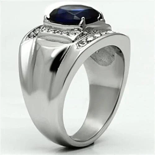 Rings for Men Silver Stainless Steel TK699 with Glass in Montana - Jewelry Store by Erik Rayo