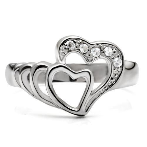 Silver Rings for Women Stainless Steel TK6X179 with AAA Grade Cubic Zirconia in Clear - Jewelry Store by Erik Rayo
