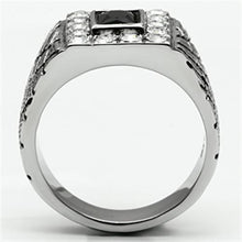 Load image into Gallery viewer, Rings for Men Silver Stainless Steel TK700 with Glass in Jet
