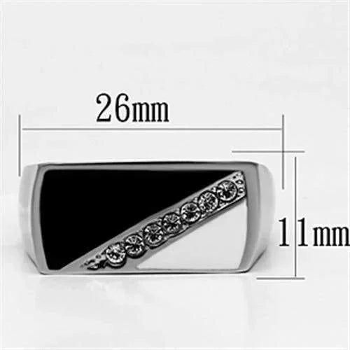 Rings for Men Silver Stainless Steel TK704 with Top Grade Crystal in Clear - Jewelry Store by Erik Rayo
