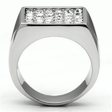 Load image into Gallery viewer, Rings for Men Silver Stainless Steel TK707 with Top Grade Crystal in Clear
