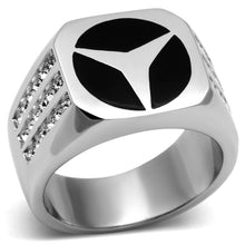 Load image into Gallery viewer, Rings for Men Silver Stainless Steel TK709 with Top Grade Crystal in Clear
