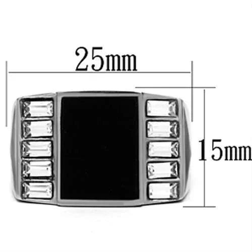 Rings for Men Silver Stainless Steel TK712 with Top Grade Crystal in Clear - Jewelry Store by Erik Rayo