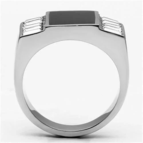 Rings for Men Silver Stainless Steel TK712 with Top Grade Crystal in Clear - Jewelry Store by Erik Rayo