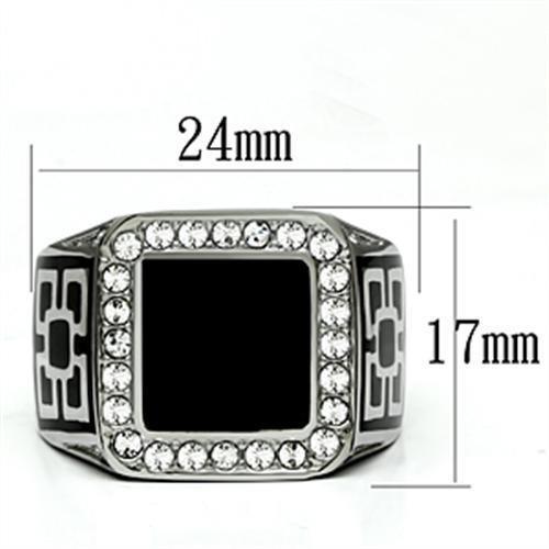 Rings for Men Silver Stainless Steel TK713 with Top Grade Crystal in Clear - Jewelry Store by Erik Rayo