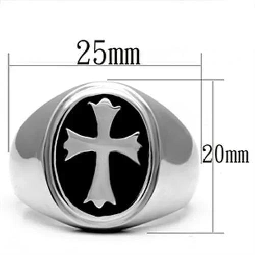 Rings for Men Silver Stainless Steel TK714 with Epoxy in Jet - Jewelry Store by Erik Rayo