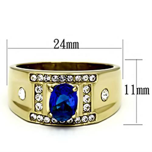 Gold Rings for Men Stainless Steel TK715 with Glass in Montana - Jewelry Store by Erik Rayo