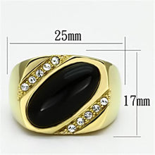 Load image into Gallery viewer, Gold Rings for Men Stainless Steel TK716 with Semi-Precious Onyx in Jet
