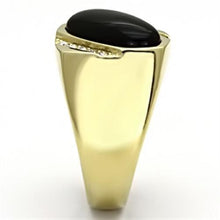 Load image into Gallery viewer, Gold Rings for Men Stainless Steel TK716 with Semi-Precious Onyx in Jet
