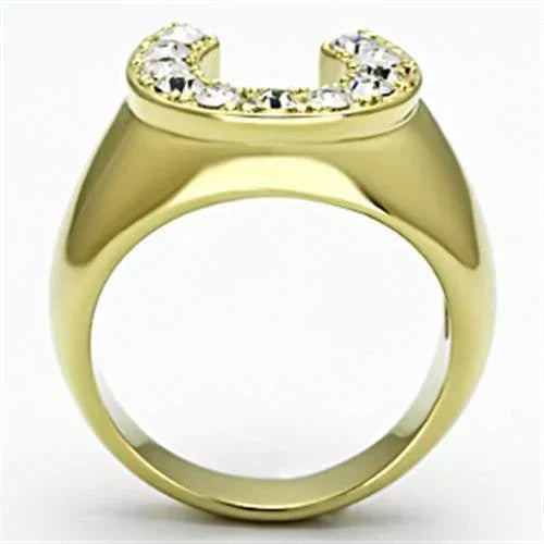 Gold Rings for Men Stainless Steel TK717 with Top Grade Crystal in Clear - Jewelry Store by Erik Rayo