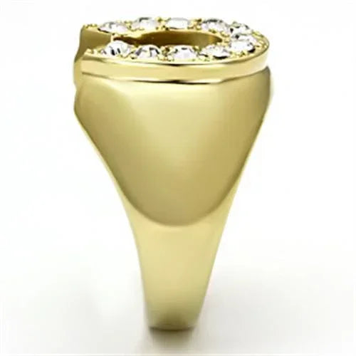 Gold Rings for Men Stainless Steel TK717 with Top Grade Crystal in Clear - Jewelry Store by Erik Rayo