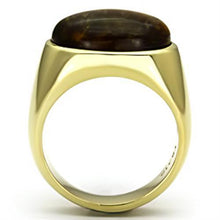 Load image into Gallery viewer, Gold Rings for Men Stainless Steel TK718 with Tiger Eye in Topaz
