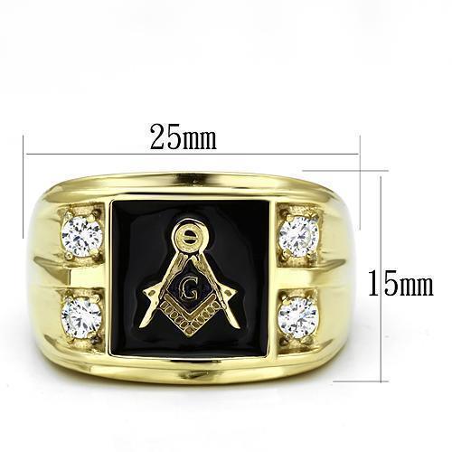 Gold Rings for Men Stainless Steel TK719 with AAA Grade Cubic Zirconia in Clear - Jewelry Store by Erik Rayo