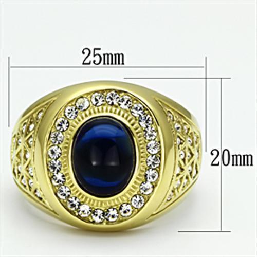 Gold Rings for Men Stainless Steel TK720 with Glass in Montana - Jewelry Store by Erik Rayo