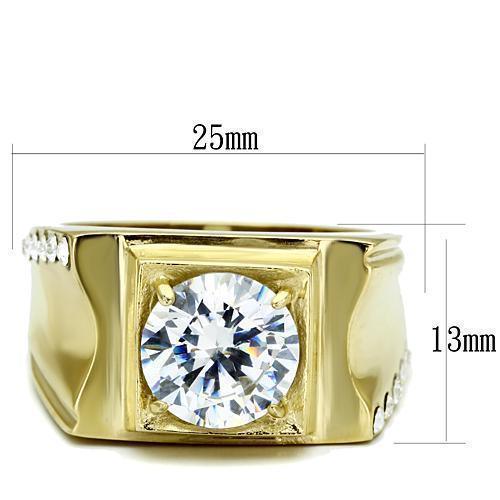Gold Rings for Men Stainless Steel TK721 with AAA Grade Cubic Zirconia in Clear - Jewelry Store by Erik Rayo