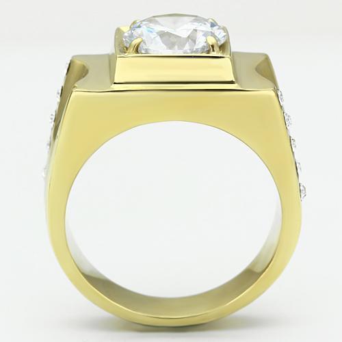 Gold Rings for Men Stainless Steel TK721 with AAA Grade Cubic Zirconia in Clear - Jewelry Store by Erik Rayo