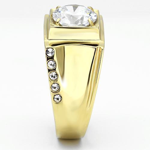 Gold Rings for Men Stainless Steel TK721 with AAA Grade Cubic Zirconia in Clear - Jewelry Store by Erik Rayo
