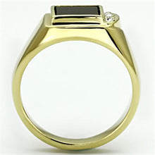 Load image into Gallery viewer, Gold Rings for Men Stainless Steel TK722 with Semi-Precious Onyx in Jet
