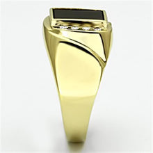 Load image into Gallery viewer, Gold Rings for Men Stainless Steel TK722 with Semi-Precious Onyx in Jet
