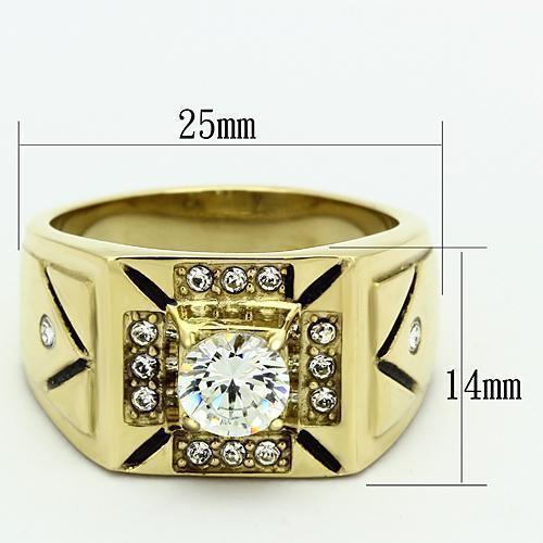 Gold Rings for Men Stainless Steel TK723 with AAA Grade Cubic Zirconia in Clear - Jewelry Store by Erik Rayo