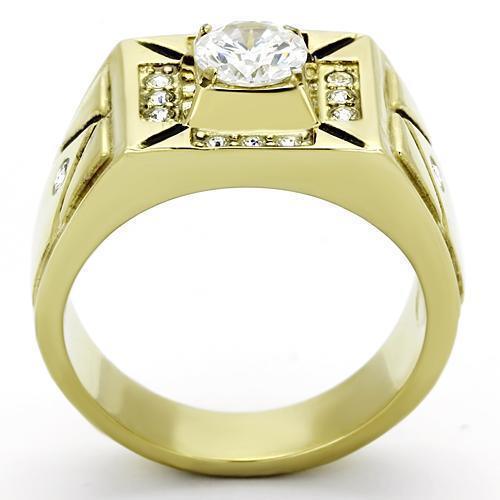 Gold Rings for Men Stainless Steel TK723 with AAA Grade Cubic Zirconia in Clear - Jewelry Store by Erik Rayo