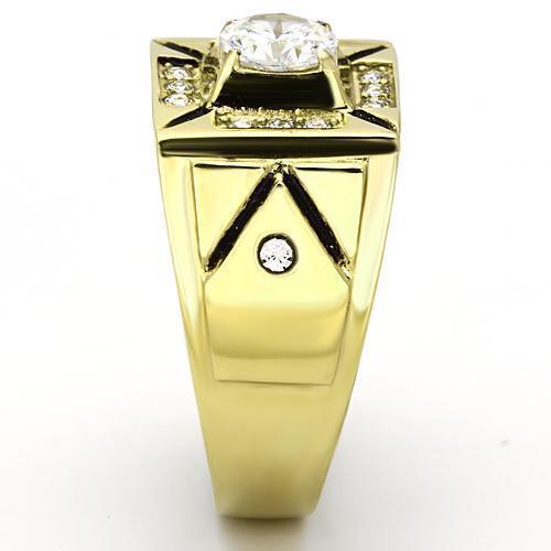 Gold Rings for Men Stainless Steel TK723 with AAA Grade Cubic Zirconia in Clear - Jewelry Store by Erik Rayo
