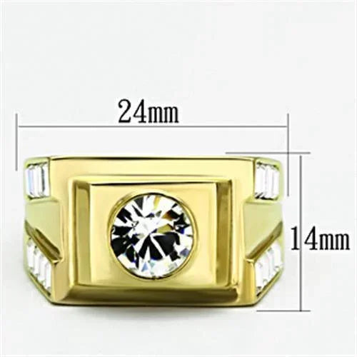 Gold Rings for Men Stainless Steel TK725 with Top Grade Crystal in Clear - Jewelry Store by Erik Rayo