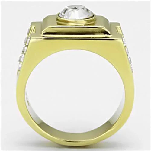 Gold Rings for Men Stainless Steel TK725 with Top Grade Crystal in Clear - Jewelry Store by Erik Rayo