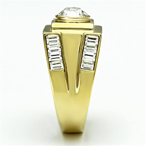 Gold Rings for Men Stainless Steel TK725 with Top Grade Crystal in Clear - Jewelry Store by Erik Rayo