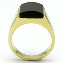 Load image into Gallery viewer, Gold Rings for Men Stainless Steel TK726 with Semi-Precious Onyx in Jet
