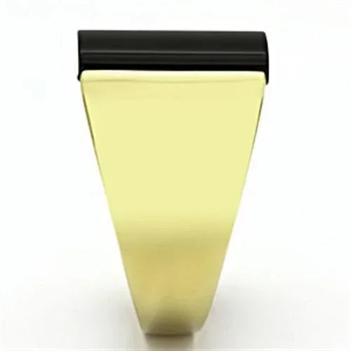 Gold Rings for Men Stainless Steel TK726 with Semi-Precious Onyx in Jet - Jewelry Store by Erik Rayo