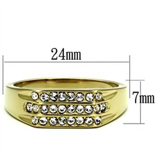 Gold Rings for Men Stainless Steel TK727 with Top Grade Crystal in Clear - Jewelry Store by Erik Rayo