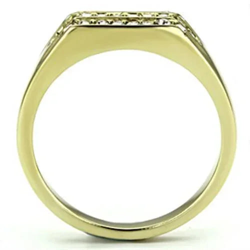 Gold Rings for Men Stainless Steel TK727 with Top Grade Crystal in Clear - Jewelry Store by Erik Rayo