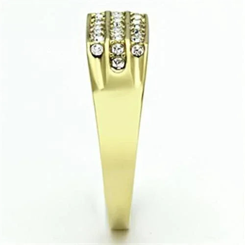 Gold Rings for Men Stainless Steel TK727 with Top Grade Crystal in Clear - Jewelry Store by Erik Rayo