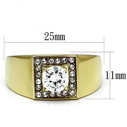 Gold Rings for Men Stainless Steel TK728 with AAA Grade Cubic Zirconia in Clear - Jewelry Store by Erik Rayo