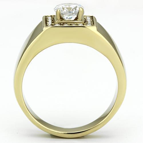 Gold Rings for Men Stainless Steel TK728 with AAA Grade Cubic Zirconia in Clear - Jewelry Store by Erik Rayo