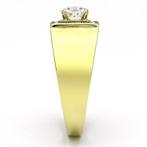 Gold Rings for Men Stainless Steel TK728 with AAA Grade Cubic Zirconia in Clear - Jewelry Store by Erik Rayo