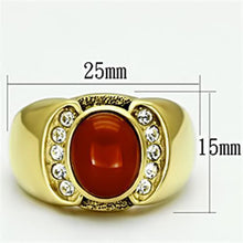 Load image into Gallery viewer, Gold Rings for Men Stainless Steel TK729 with Semi-Precious Agate in Siam
