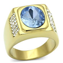 Load image into Gallery viewer, Gold Rings for Men Stainless Steel TK730 with Glass in Light Sapphire
