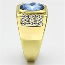 Load image into Gallery viewer, Gold Rings for Men Stainless Steel TK730 with Glass in Light Sapphire
