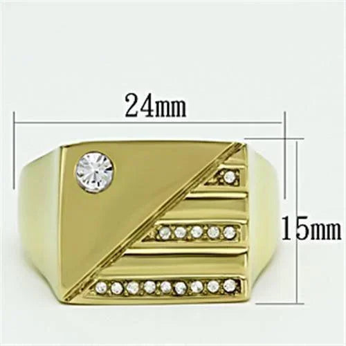Gold Rings for Men Stainless Steel TK731 with Top Grade Crystal in Clear - Jewelry Store by Erik Rayo