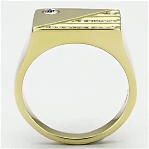 Gold Rings for Men Stainless Steel TK731 with Top Grade Crystal in Clear - Jewelry Store by Erik Rayo