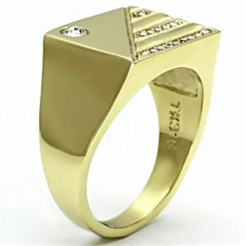 Gold Rings for Men Stainless Steel TK731 with Top Grade Crystal in Clear - Jewelry Store by Erik Rayo