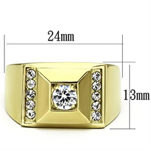Gold Rings for Men Stainless Steel TK732 with AAA Grade Cubic Zirconia in Clear - Jewelry Store by Erik Rayo