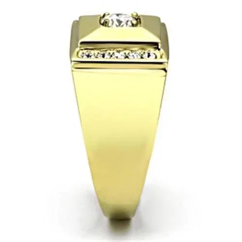 Gold Rings for Men Stainless Steel TK732 with AAA Grade Cubic Zirconia in Clear - Jewelry Store by Erik Rayo