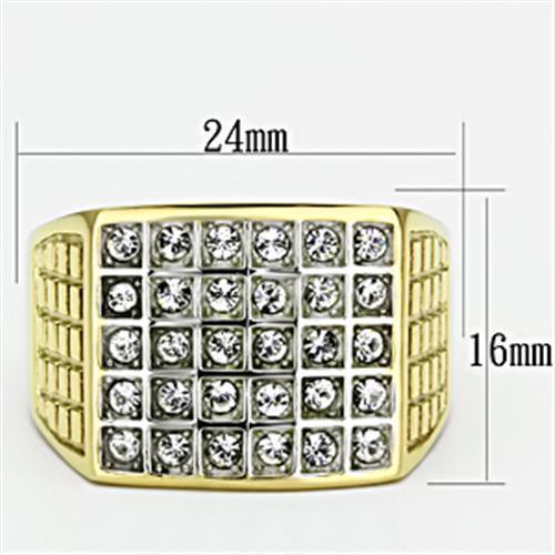 Gold Rings for Men Stainless Steel TK734 Two-Tone with Top Grade Crystal in Clear - Jewelry Store by Erik Rayo